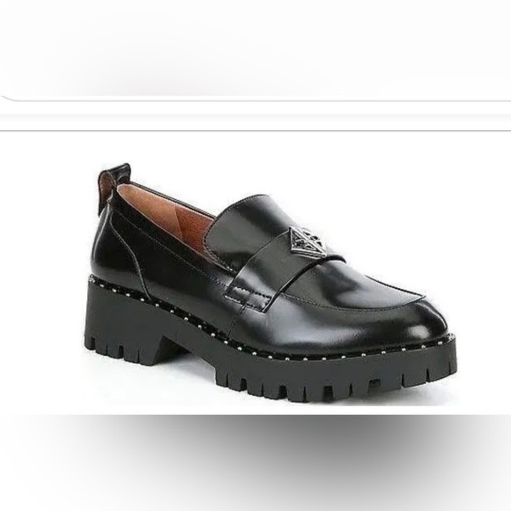 Antonio Melani Chunky Leather Loafers - Black - Size 7
